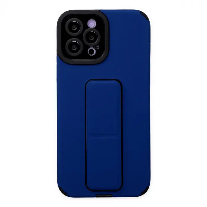 Apple İphone 12 Pro Max Kılıf Mega Standlı Silikon - Mavi