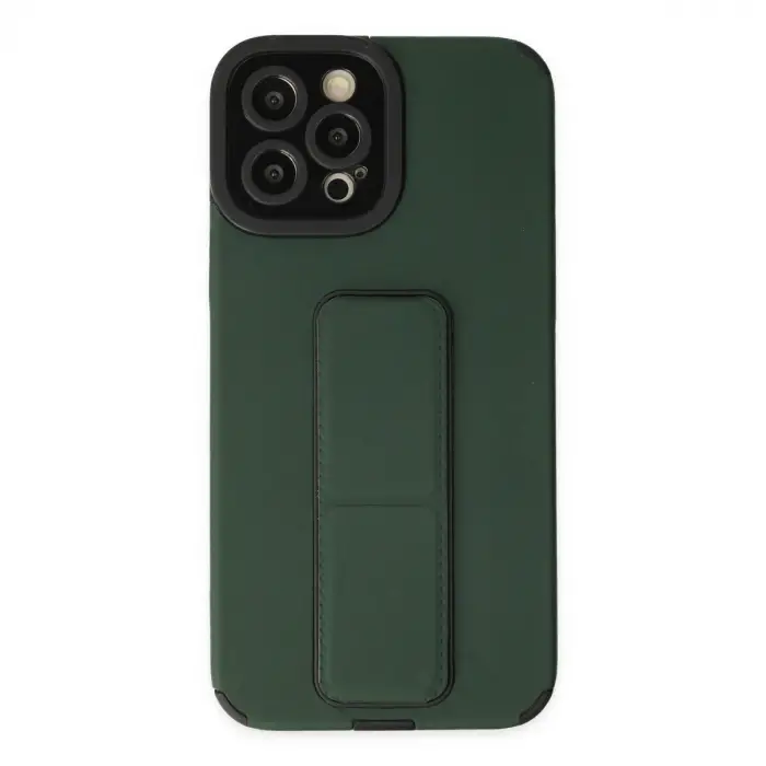 Apple İphone 12 Pro Max Kılıf Mega Standlı Silikon - Yeşil
