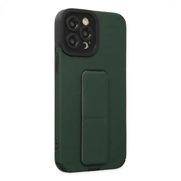Apple İphone 12 Pro Max Kılıf Mega Standlı Silikon - Yeşil