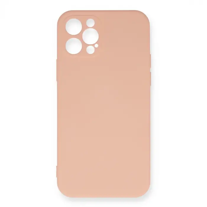 Apple İphone 12 Pro Max Kılıf Nano İçi Kadife Silikon - Pudra