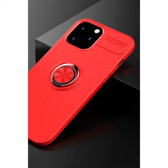 Apple İphone 12 Pro Max Kılıf Range Yüzüklü Silikon - Kırmızı