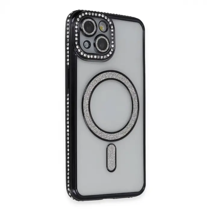 Apple İphone 13 Kılıf Joke Simli Magneticsafe Kılıf - Siyah