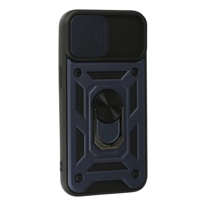 Apple İphone 13 Kılıf Pars Lens Yüzüklü Silikon - Lacivert