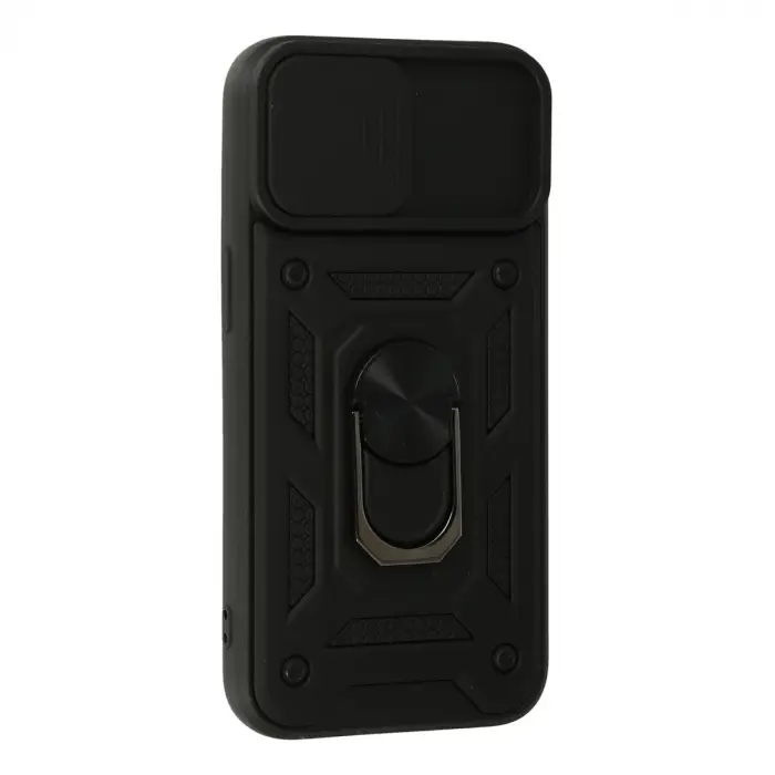 Apple İphone 13 Kılıf Pars Lens Yüzüklü Silikon - Siyah