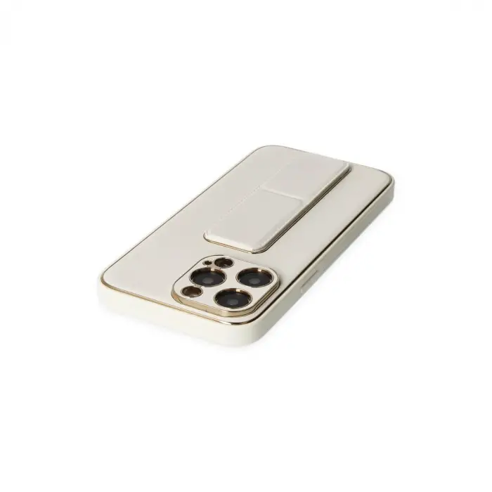 Apple İphone 13 Pro Kılıf Coco Deri Standlı Kapak - Beyaz