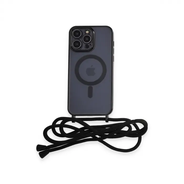 Apple İphone 13 Pro Kılıf Divo Lazer Askılı Magsafe Kapak - Siyah