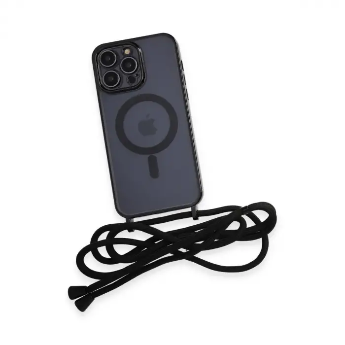 Apple İphone 13 Pro Kılıf Divo Lazer Askılı Magsafe Kapak - Siyah