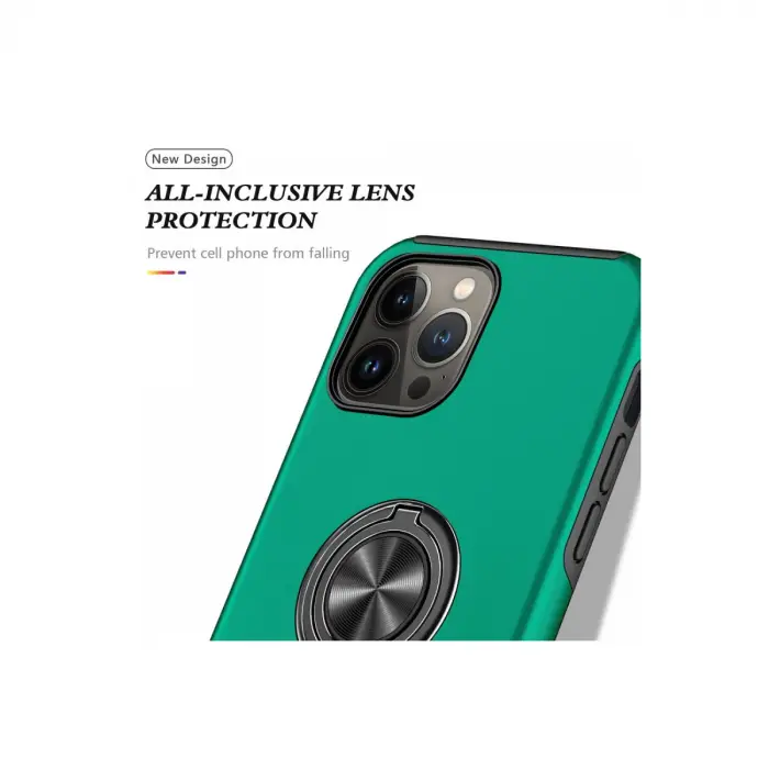 Apple İphone 13 Pro Kılıf Elit Yüzüklü Kapak - Yeşil