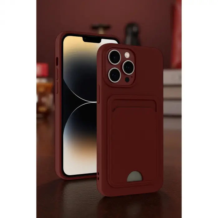 Apple İphone 13 Pro Kılıf Kelvin Kartvizitli Silikon - Derin Mor