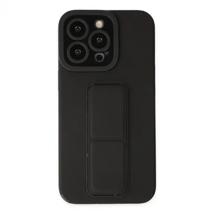 Apple İphone 13 Pro Kılıf Mega Standlı Silikon - Siyah