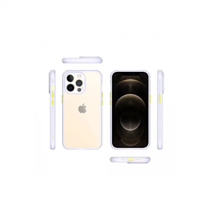 Apple İphone 13 Pro Kılıf Miami Şeffaf Silikon - Lila