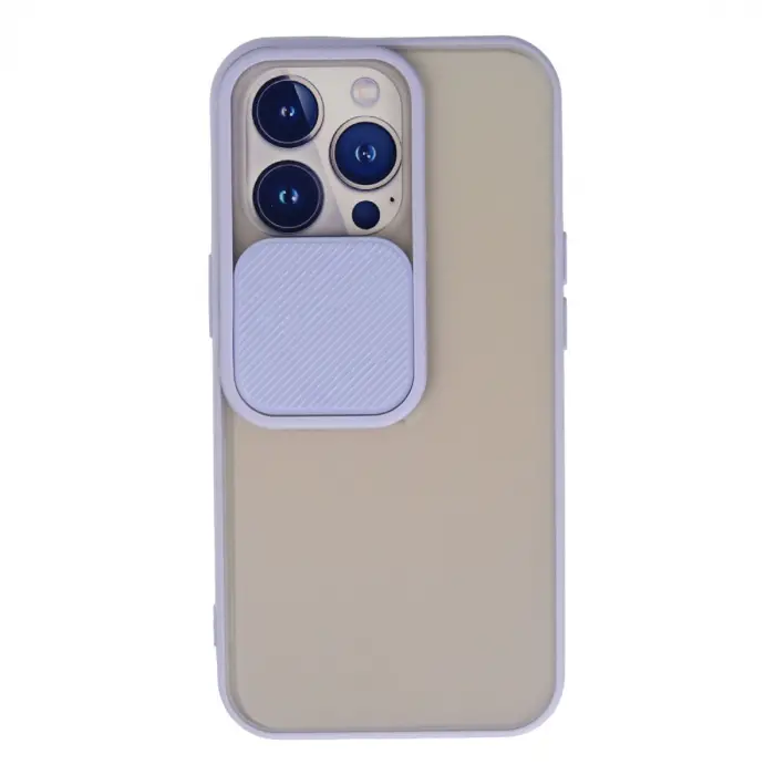 Apple İphone 13 Pro Kılıf Palm Buzlu Kamera Sürgülü Silikon - Lila