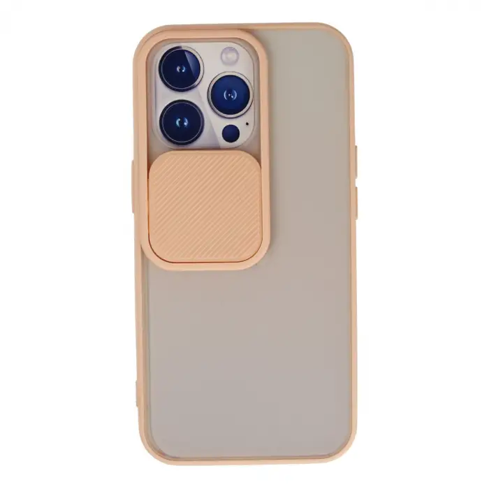Apple İphone 13 Pro Kılıf Palm Buzlu Kamera Sürgülü Silikon - Pembe