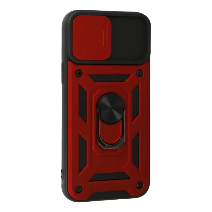 Apple İphone 13 Pro Kılıf Pars Lens Yüzüklü Silikon - Kırmızı