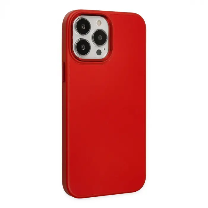 Apple İphone 13 Pro Max Kılıf Asya Deri Silikon - Kırmızı