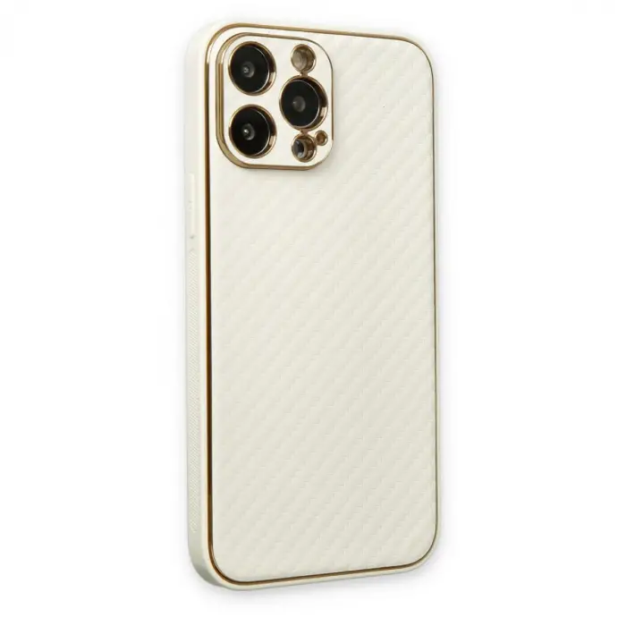 Apple İphone 13 Pro Max Kılıf Coco Karbon Silikon - Beyaz