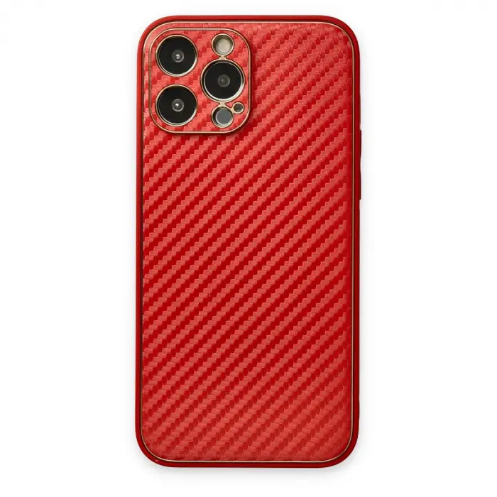 Apple İphone 13 Pro Max Kılıf Coco Karbon Silikon - Kırmızı