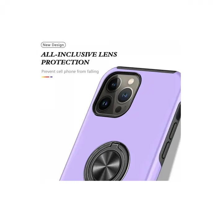 Apple İphone 13 Pro Max Kılıf Elit Yüzüklü Kapak - Mor