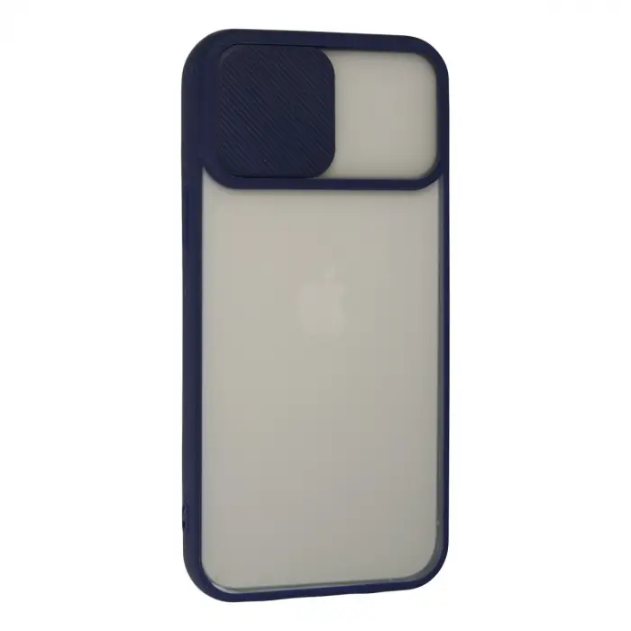 Apple İphone 13 Pro Max Kılıf Palm Buzlu Kamera Sürgülü Silikon - Lacivert