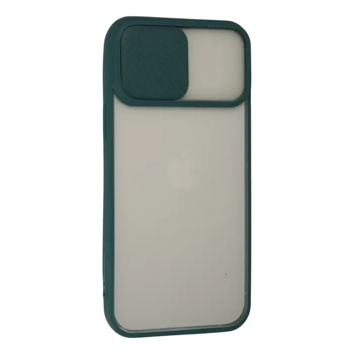 Apple İphone 13 Pro Max Kılıf Palm Buzlu Kamera Sürgülü Silikon - Yeşil