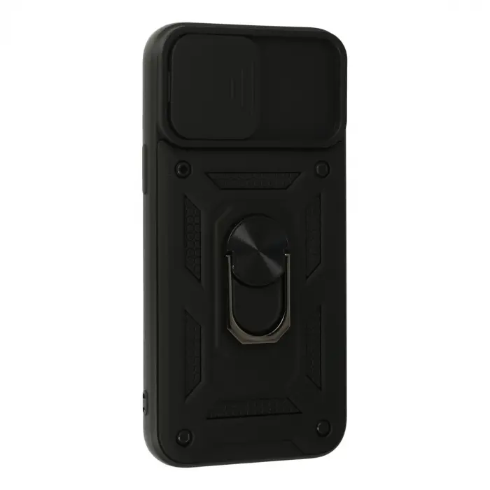 Apple İphone 13 Pro Max Kılıf Pars Lens Yüzüklü Silikon - Siyah