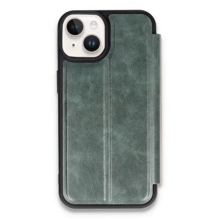 Apple İphone 14 Kılıf Flip Cover - Koyu Yeşil