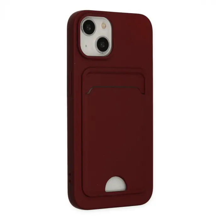 Apple İphone 14 Plus Kılıf Kelvin Kartvizitli Silikon - Bordo