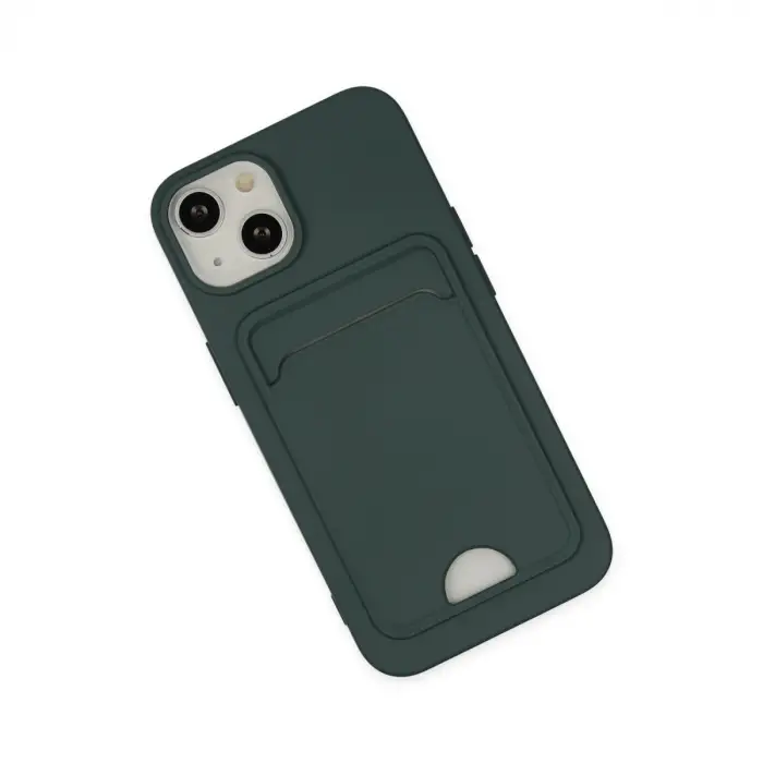Apple İphone 14 Plus Kılıf Kelvin Kartvizitli Silikon - Koyu Yeşil