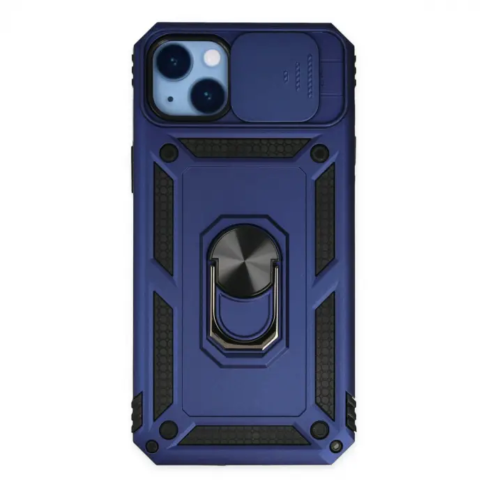 Apple İphone 14 Plus Kılıf Pars Lens Yüzüklü Silikon - Lacivert