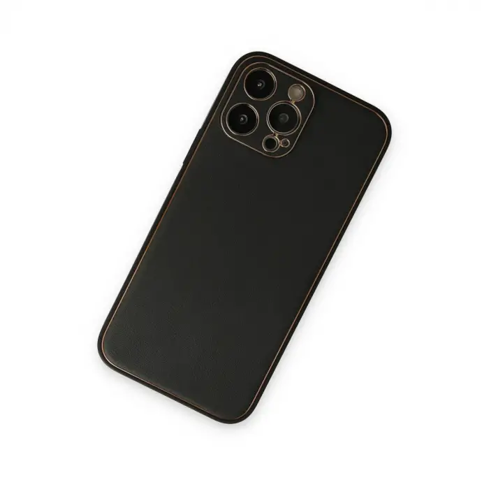 Apple İphone 14 Pro Kılıf Coco Deri Silikon Kapak - Siyah