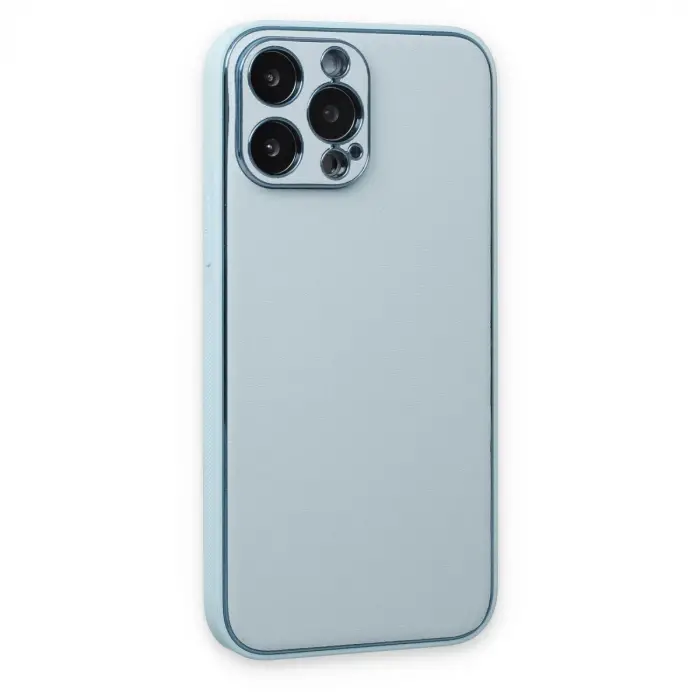 Apple İphone 14 Pro Kılıf Coco Deri Silikon Kapak - Sky Blue