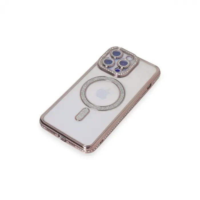 Apple İphone 14 Pro Kılıf Joke Simli Magneticsafe Kılıf - Pembe