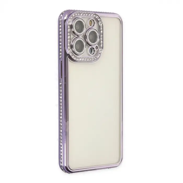 Apple İphone 14 Pro Kılıf Joke Taşlı Silikon - Mor