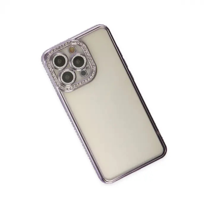 Apple İphone 14 Pro Kılıf Joke Taşlı Silikon - Mor