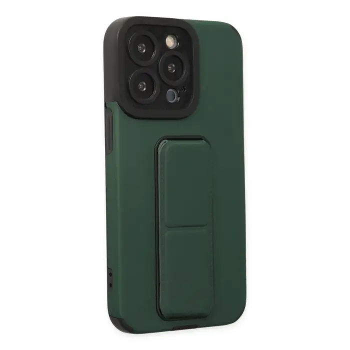 Apple İphone 14 Pro Kılıf Mega Standlı Silikon - Yeşil
