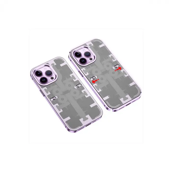 Apple İphone 14 Pro Max Kılıf Mekanik Bumper Kapak - Derin Mor