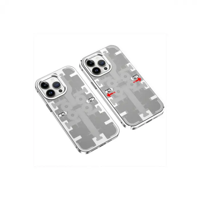 Apple İphone 14 Pro Max Kılıf Mekanik Bumper Kapak - Gümüş