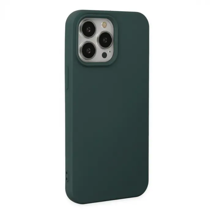 Apple İphone 14 Pro Max Kılıf Nano İçi Kadife Silikon - Koyu Yeşil