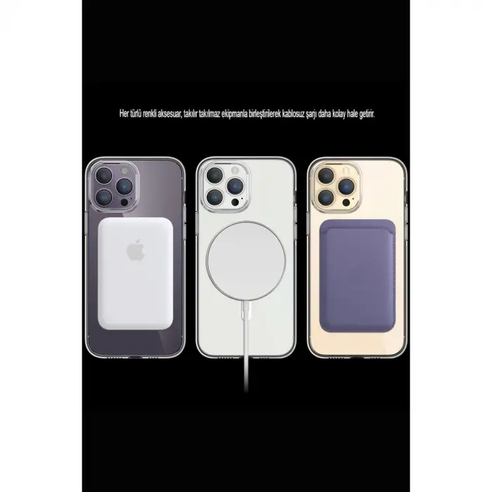 Apple İphone 14 Pro Max Kılıf Tron Şeffaf Magsafe Kapak - Mavi