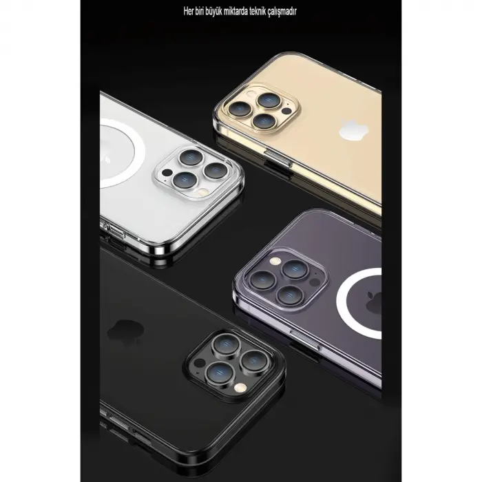 Apple İphone 14 Pro Max Kılıf Tron Şeffaf Magsafe Kapak - Mavi