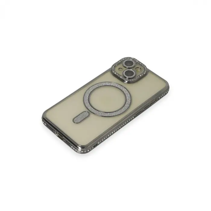Apple İphone 15 Kılıf Joke Simli Magneticsafe Kılıf - Gri