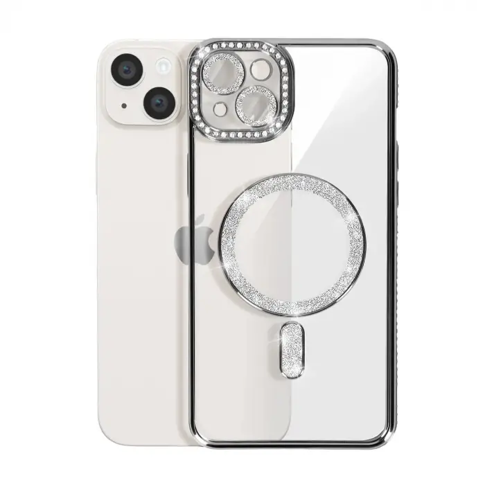 Apple İphone 15 Kılıf Joke Simli Magneticsafe Kılıf - Siyah