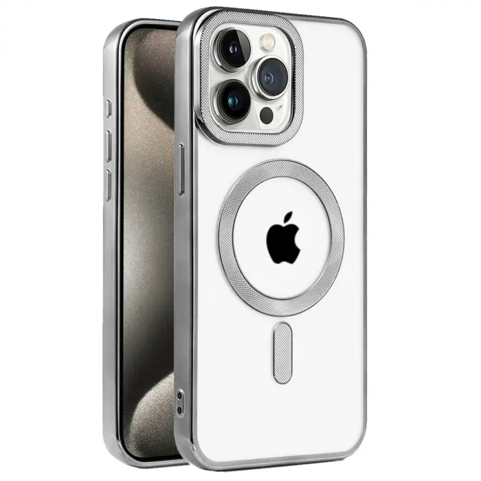 Apple İphone 15 Pro Kılıf Kronos Magsafe Kapak - Titanyum Gri