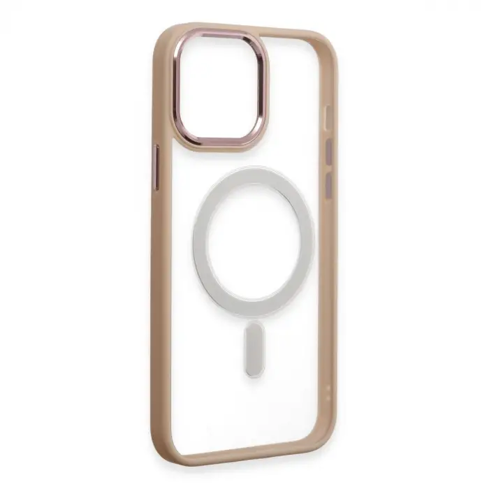 Apple İphone 15 Pro Kılıf Room Magneticsafe Silikon - Pudra