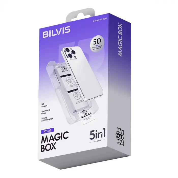 Apple İphone 15 Pro Max Bilvis 5in1 3d Magic Cam Ekran Koruyucu - Siyah