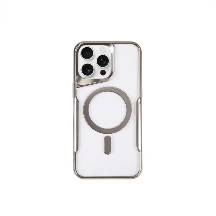 Apple İphone 15 Pro Max Kılıf Boyi Magsafe Silikon Kapak - Gümüş