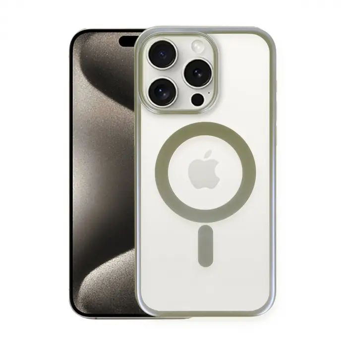Apple İphone 15 Pro Max Kılıf Erozi Magsafe Kapak - Gri