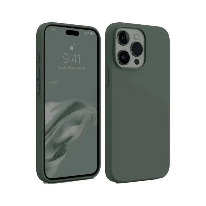 Apple İphone 15 Pro Max Kılıf First Silikon - Koyu Yeşil