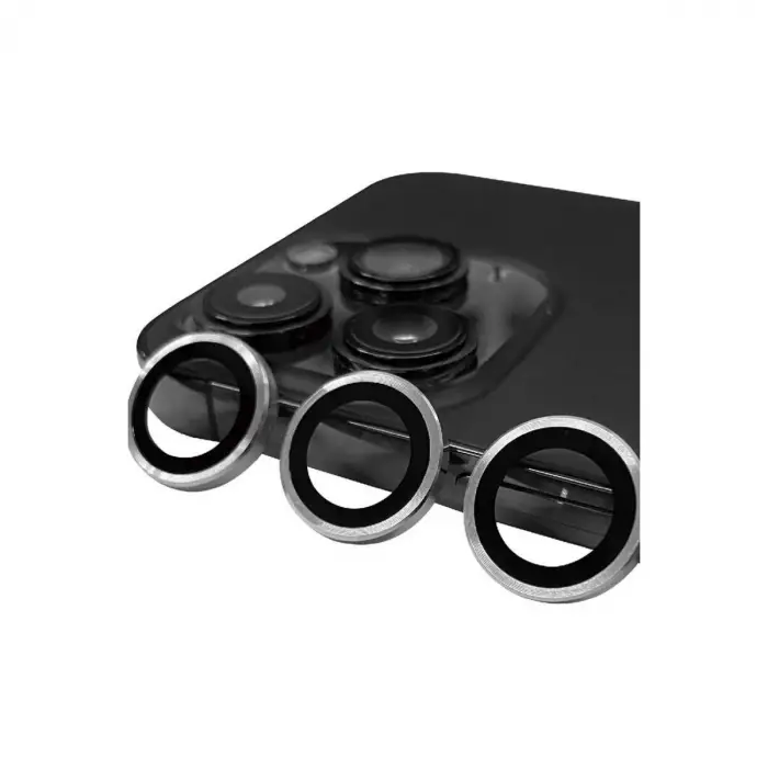Apple İphone 15 Pro Raze Metal Kamera Lens - Gümüş
