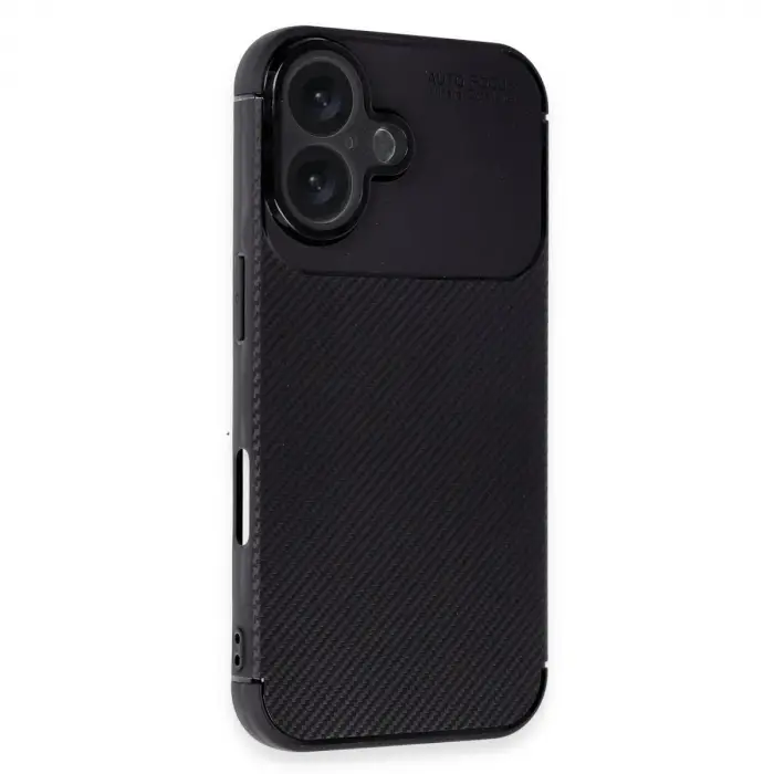 Apple İphone 16 Kılıf Auto Focus Karbon Kapak - Siyah